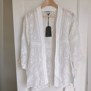 NWT Allsaints carina off white floral embroidered kimono